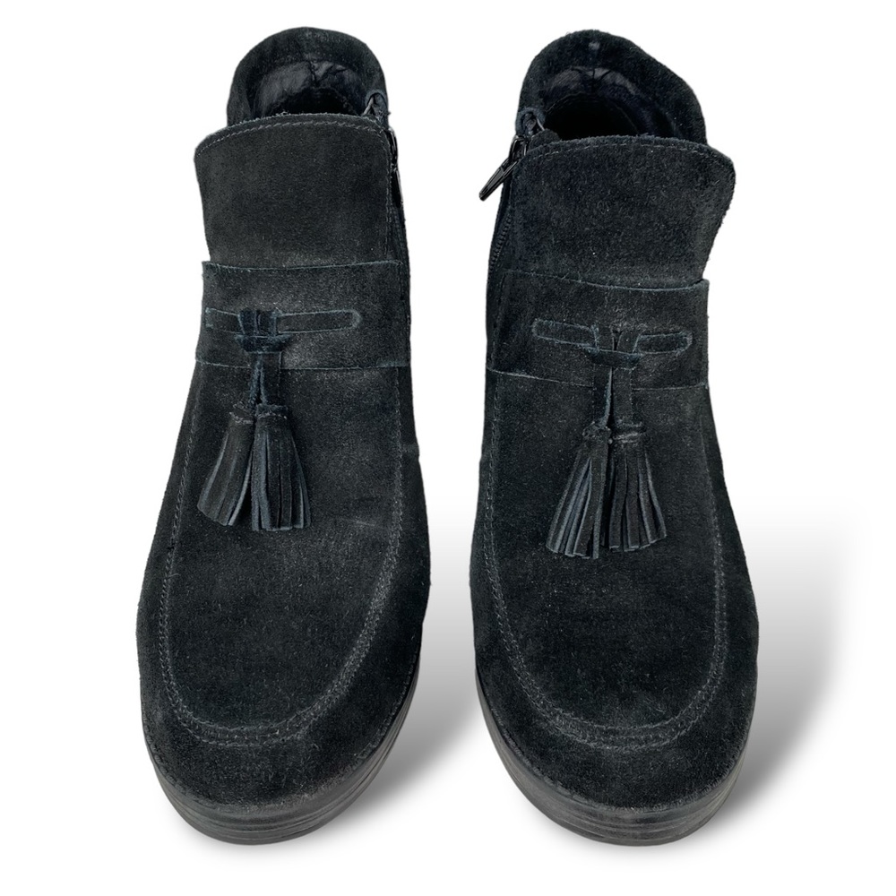 Nine West Boho Tassel Suede Leather Ankle Boot Heel Loafer Moccasin Booties